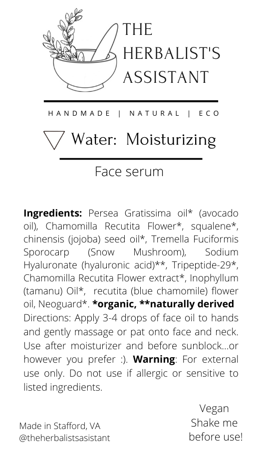 Water Face Oil - Chamomile & Hyaluronic Acid serum