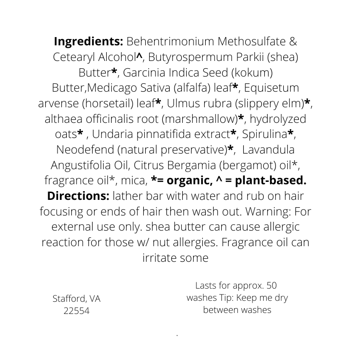 Water conditioner bar ingredients