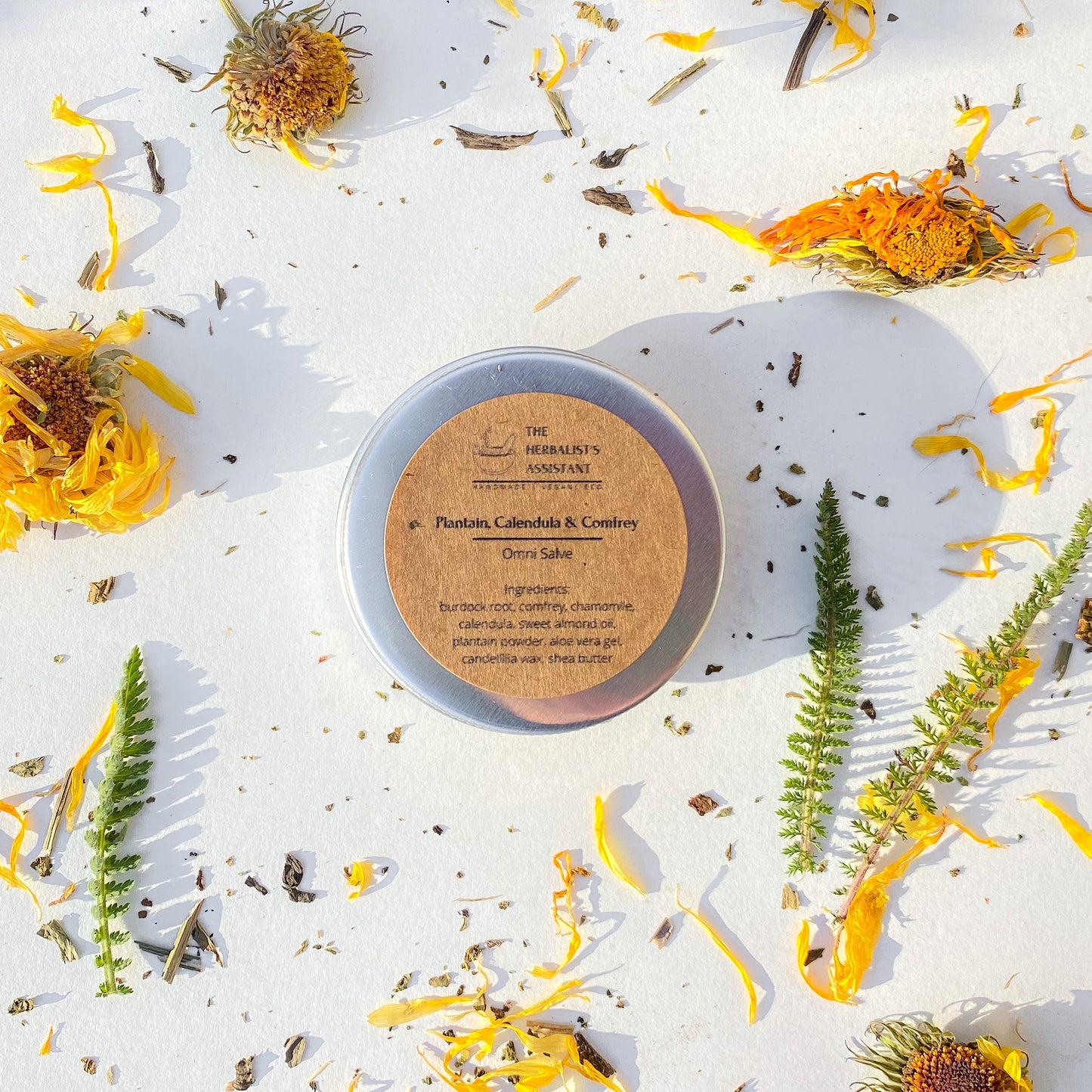 plantain, comfrey and yarrow healing salve