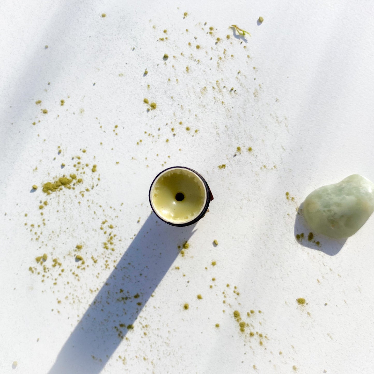 matcha lip balm with jade crystal