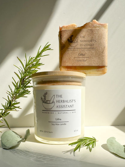 Litha Soy wax Candle - Lemon Eucalyptus & Geranium