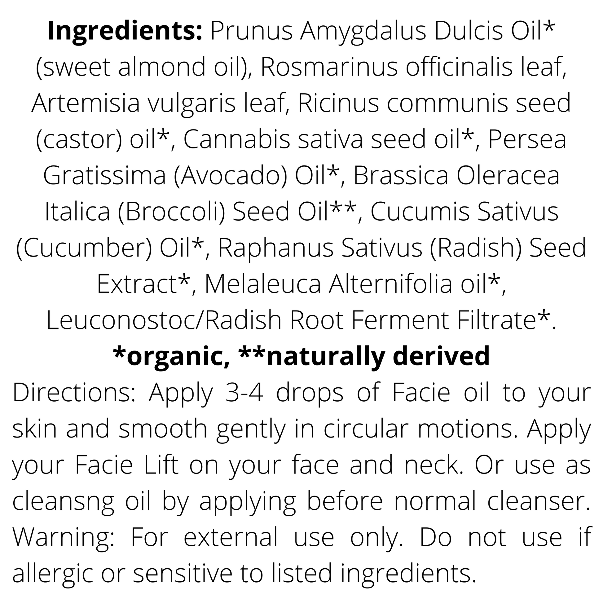 Earth face oil ingredients