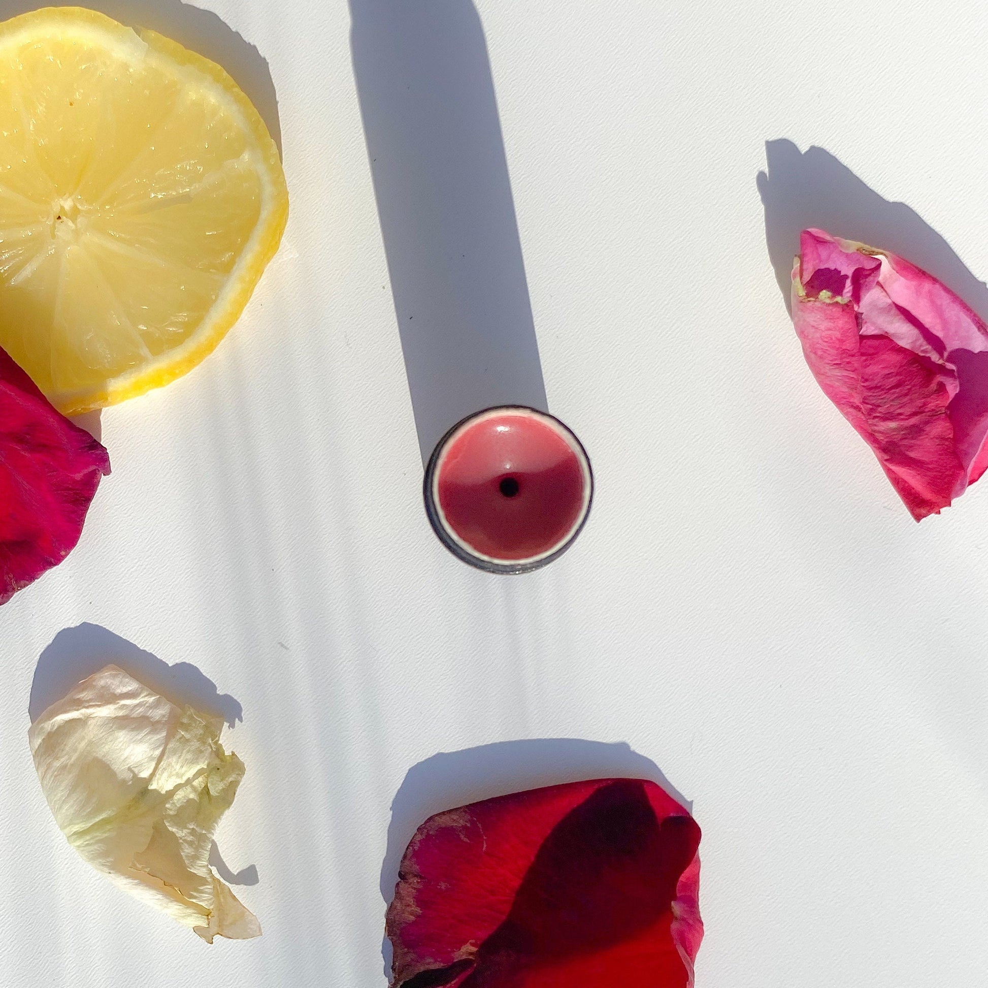 tinted lip balm with roses and lemons